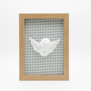 Cuadro Ángel de la Guarda- Vichi verde y blanco (marco madera)