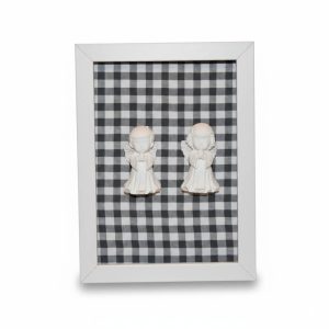 Cuadro Ángeles de la Guarda- Vichy negro (marco blanco)