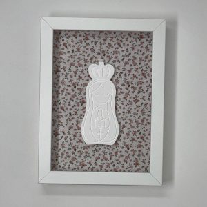 Cuadro Virgen Infantil- Flores rosas (Marco Blanco)